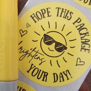 3/$15 Set of 50 2" ROUND STICKERS YELLOW Hope This Package Brightens Your Day